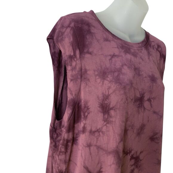 JoyLab Tie-Dye Muscle Tank Top Womens XL Crop Athletic Stretch Raw Edge Burgundy - Picture 4 of 11